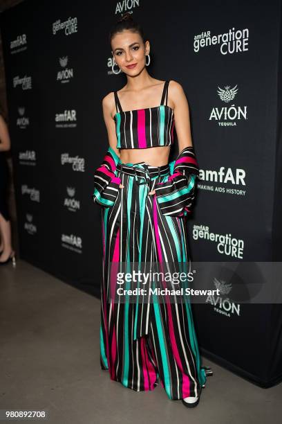 Victoria Justice attends amfAR GenCure Solstice 2018 at SECOND. On June 21, 2018 in New York City.