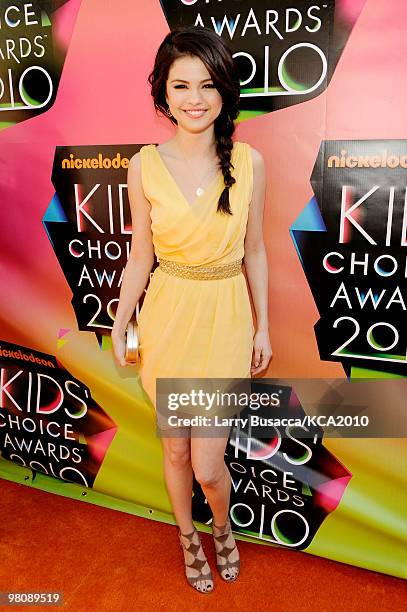 Actress Selena Gomez arrives at Nickelodeon's 23rd Annual Kids' Choice Awards held at UCLA's Pauley Pavilion on March 27, 2010 in Los Angeles,...