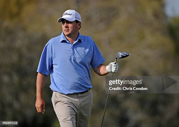 Ben Curtis tees off on during the third round of the Arnold Palmer Invitational presented by MasterCard held at Bay Hill Club and Lodge on March 27,...