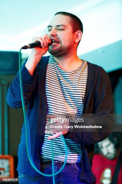 James Graham of The Twilight Sad performs on stage at The Harley on March 27, 2010 in Sheffield, England.