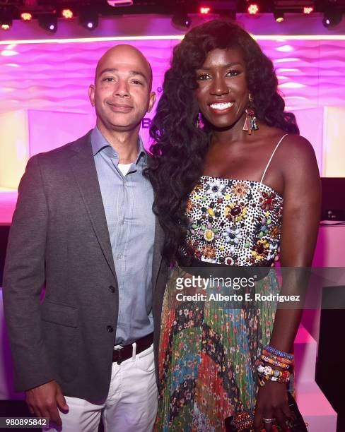 Networks President Scott Mills and Bozoma Saint John attend the BETHer Awards, presented by Bumble, at The Conga Room at L.A. Live on June 21, 2018...