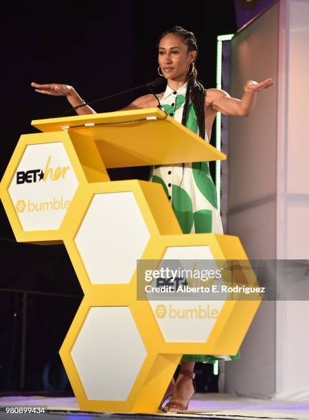 Elaine Welteroth speaks onstage at the BETHer Awards, presented by Bumble, at The Conga Room at L.A. Live on June 21, 2018 in Los Angeles, California.