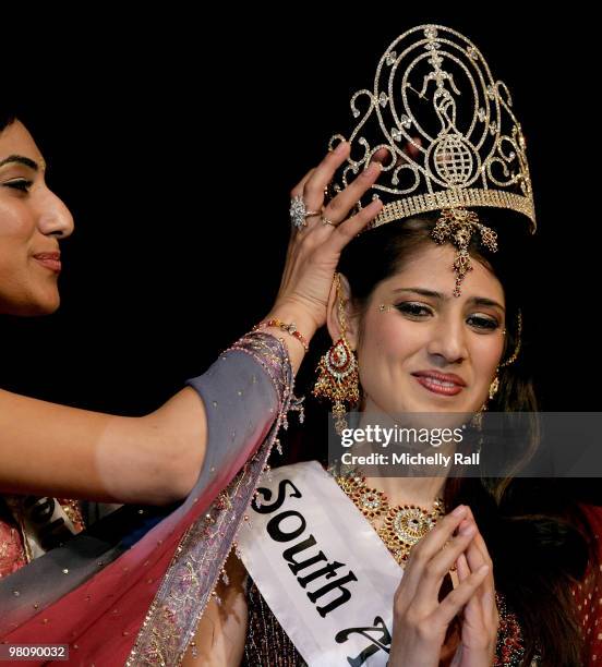 Miss South Africa Kajal Luthchminarain is crowned winner of the Miss India Worldwide 2010 at the Durban International Convention Centre on March 27,...