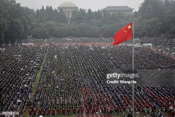 Ten thousand graduates during their ceremony of Wuhan University on June 22, 2018 in Wuhan, China.China is forecast to produce 8.2 million fresh...