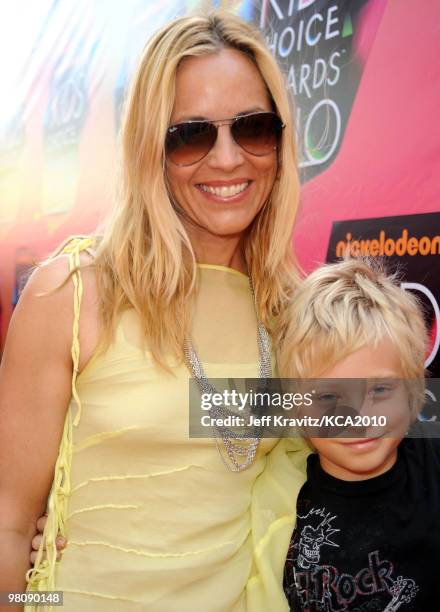 Actress Maria Bello and her son Jackson Blue McDermott arrive at Nickelodeon's 23rd Annual Kids' Choice Awards held at UCLA's Pauley Pavilion on...