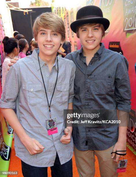 Actors Cole Sprouse and Dylan Sprouse arrive at Nickelodeon's 23rd Annual Kids' Choice Awards held at UCLA's Pauley Pavilion on March 27, 2010 in Los...