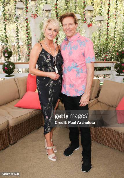 Actors Josie Bissett and Jack Wagner visit Hallmark's "Home & Family" at Universal Studios Hollywood on June 21, 2018 in Universal City, California.