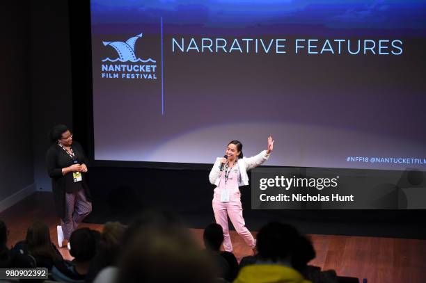 Charlene deGuzman speaks onstage during a Q&A for 'Unloveable' at the 2018 Nantucket Film Festival - Day 2 on June 21, 2018 in Nantucket,...