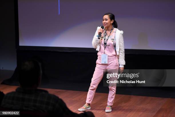 Charlene deGuzman speaks onstage during a Q&A for 'Unloveable' at the 2018 Nantucket Film Festival - Day 2 on June 21, 2018 in Nantucket,...