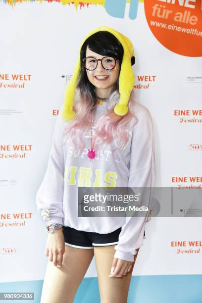 Jamie-Lee Kriewitz during the 'Eine Welt Festival' photo call at Admiralspalast on June 21, 2018 in Berlin, Germany. The festival takes place on the...