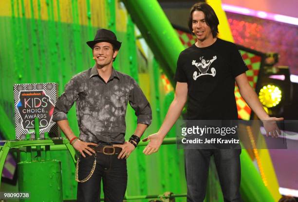 Actors Jackson Rathbone and Jerry Trainor onstage at Nickelodeon's 23rd Annual Kids' Choice Awards held at UCLA's Pauley Pavilion on March 27, 2010...