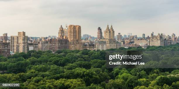 high angle view of central park - new york - central park west - fotografias e filmes do acervo