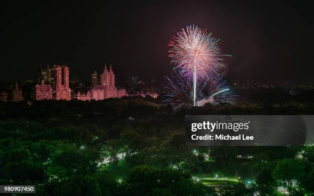 high angle view of central park - new york - central park west - fotografias e filmes do acervo