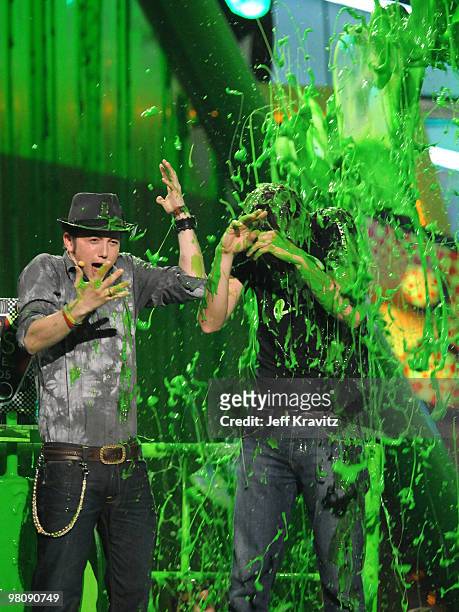 Actors Jackson Rathbone and Jerry Trainor onstage at Nickelodeon's 23rd Annual Kids' Choice Awards held at UCLA's Pauley Pavilion on March 27, 2010...