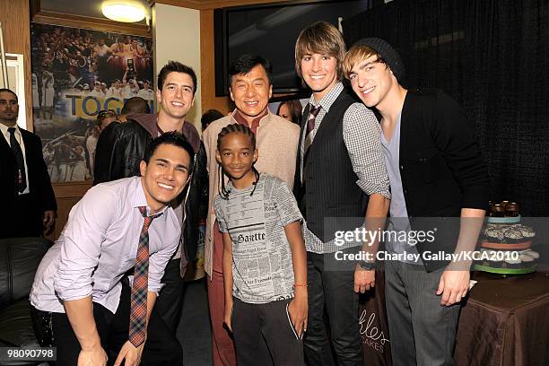 Musician Kendall Schmidt, musician Logan Henderson, actor Jaden Smith, actor Jackie Chan, Musician Carlos Pena Jr., and Musician James Maslow...