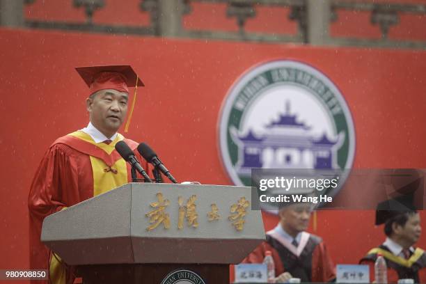 Dou Xiankang ,the President of Wuhan University.him during graduates ceremony of Wuhan University on June 22, 2018 in Wuhan, China.China is forecast...