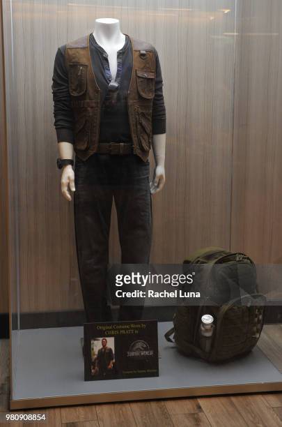 An original costume worn by actor Chris Pratt in "Jurassic: World: Fallen Kingdom" is displayed inside Universal Cinema at at Universal CityWalk on...