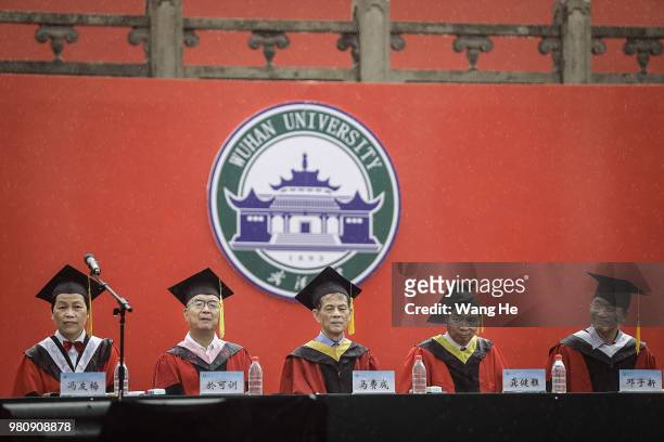 The professor during graduates ceremony of Wuhan University on June 22, 2018 in Wuhan, China.China is forecast to produce 8.2 million fresh graduates...