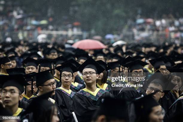 The graduates during their ceremony of Wuhan University on June 22, 2018 in Wuhan, China.China is forecast to produce 8.2 million fresh graduates...