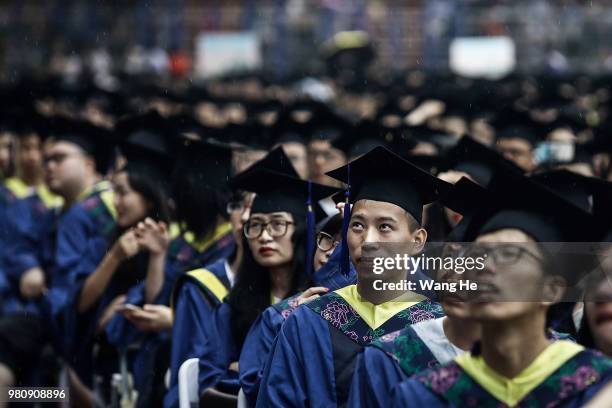 The graduates during their ceremony of Wuhan University on June 22, 2018 in Wuhan, China.China is forecast to produce 8.2 million fresh graduates...