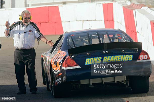 Auggie Vidocich burns some rubber as he starts onto the track during qualifying for the Toyota NAPA Bonus Challenge on March 27, 2010 in Roseville,...