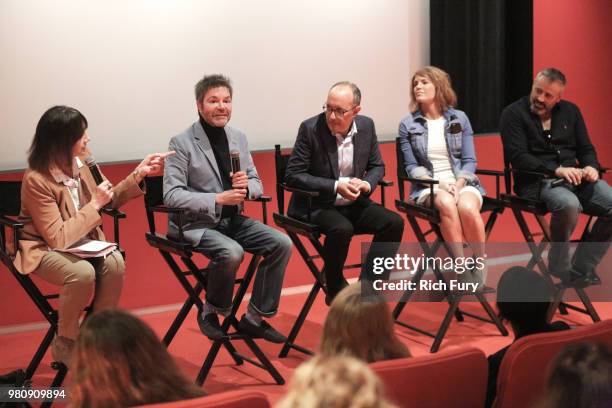 Merrill Markoe, Jeffrey Klarik, David Crane, Kathleen Rose Perkins and Matt LeBlanc attend the "Episodes" screening and panel at WME Agency on June...