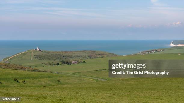 belle tout and the seven sisters cliffs - belle tout lighthouse fotografías e imágenes de stock