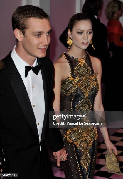 Pierre Casiraghi and princess Beatrice Borromeo arrive to attend the Monte Carlo Morocco Rose Ball 2010 held at the Sporting Monte Carlo on March 27,...