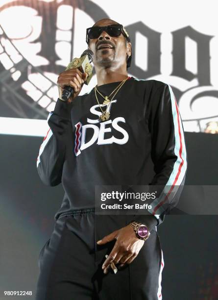 Snoop Dogg performs at BET Jams Presents: 2018 BET Experience Staples Center Concert, sponsored by Nissan, at L.A. Live on June 21, 2018 in Los...