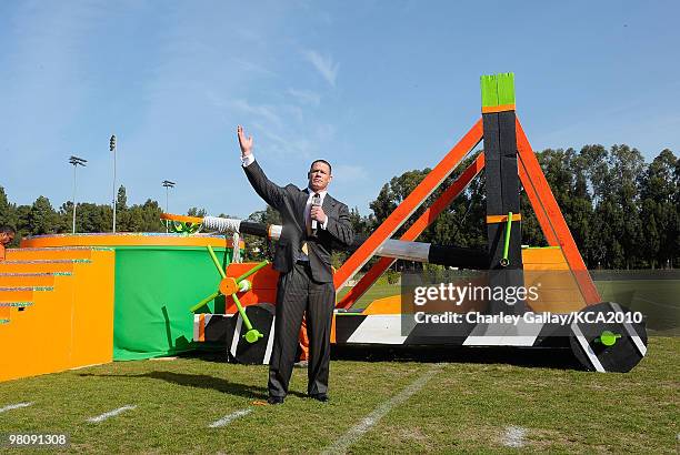 Actor/wrestler John Cena onstage during a pre-filmed segment for Nickelodeon's 23rd Annual Kids' Choice Awards held at UCLA Pauley Pavillion on March...