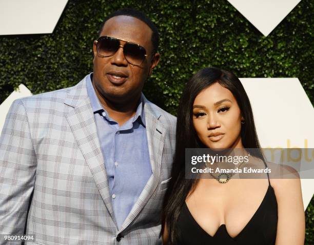 Rapper Master P and singer-songwriter Cymphonique Miller arrive at the BET Her Awards Presented By Bumble at The Conga Room at L.A. Live on June 21,...