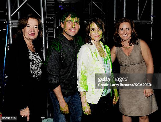 Chairman and CEO of MTV Networks Judy McGrath, actor Steve Carell, actress Tina Fey and President of Nickelodeon/MTVN Kids and Family Group Cyma...