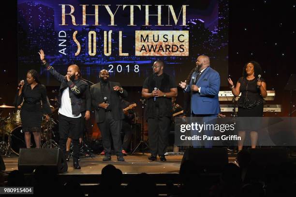 Hairston and Bishop Cortez Vaughn perform onstage at the 31st Annual ASCAP Rhythm & Soul Music Awards at the Beverly Wilshire Four Seasons Hotel on...