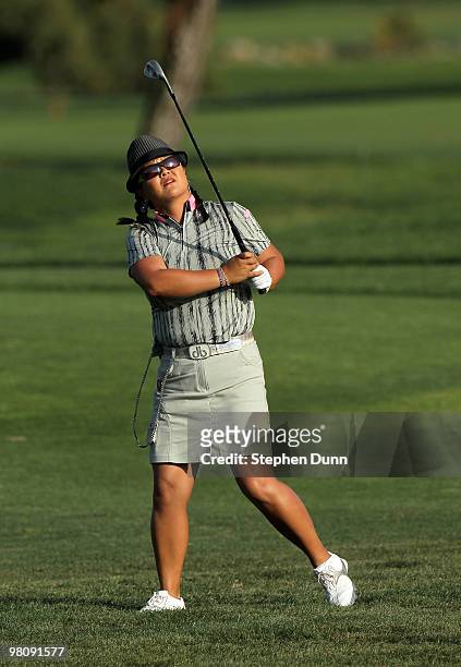 Christina Kim watches her third shot on the 15th hole during the third round of the Kia Classic Presented by J Golf at La Costa Resort and Spa on...
