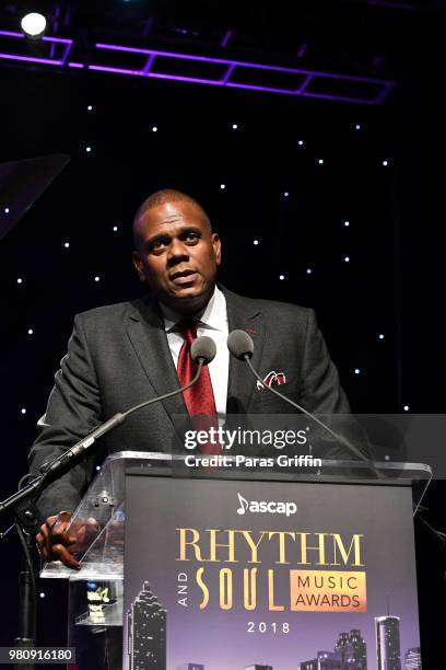 Warner Chappell Music CEO Jon Platt accepts award for Publisher of the Year onstage at the 31st Annual ASCAP Rhythm & Soul Music Awards at the...