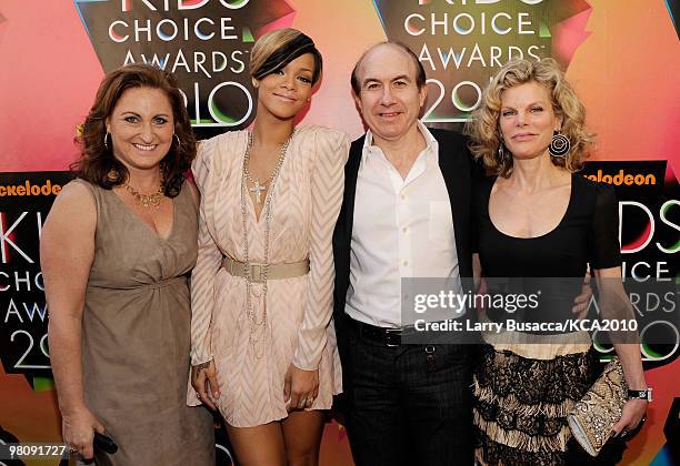 President of Nickelodeon/MTVN Kids and Family Group Cyma Zarghami, singer Rihanna, President and CEO of Viacom Philippe Dauman ande Debbie Dauman...