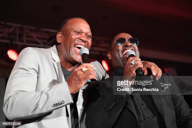 Joe Carter and Singer-songwriter Johnny Gill attend Joe Carter Classic After Party at Ritz Carlton on June 21, 2018 in Toronto, Canada.