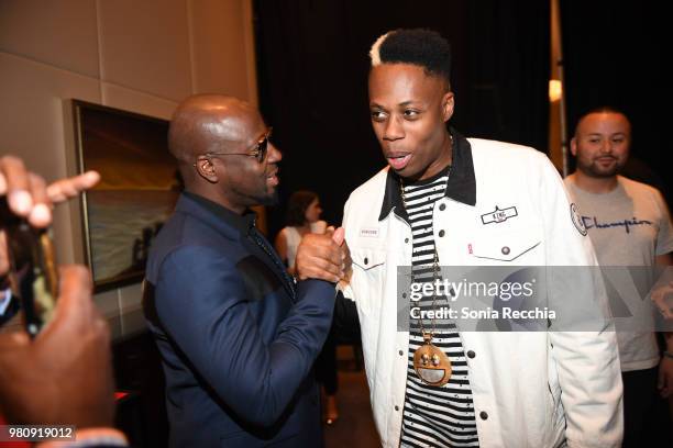 Rapper Wyclef Jean and Canadian rapper Kardinal Offishall attend Joe Carter Classic After Party at Ritz Carlton on June 21, 2018 in Toronto, Canada.