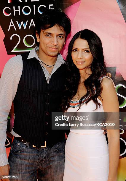 Director M. Night Shyamalan and Bhavna Vaswani arrive at Nickelodeon's 23rd Annual Kids' Choice Awards held at UCLA's Pauley Pavilion on March 27,...