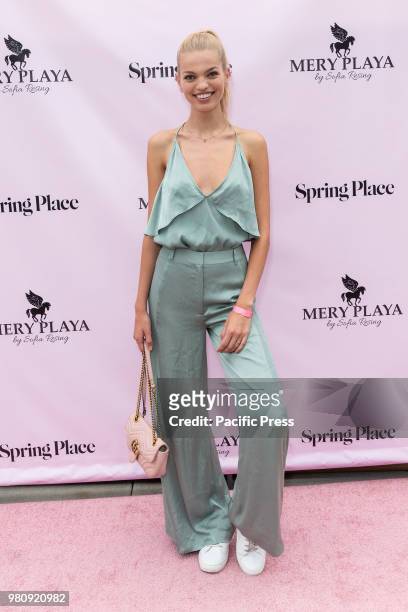 Daphne Groeneveld attends Mery Playa by Sofia Resing swimsuit launch at Spring Place Rooftop.