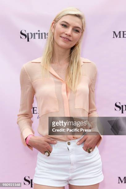 Aline Weber attends Mery Playa by Sofia Resing swimsuit launch at Spring Place Rooftop.