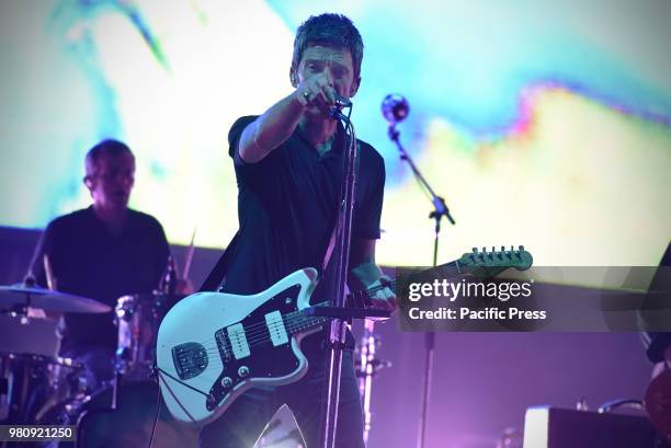 The English singer and song-writer Noel Gallagher with his alternative rock band High Flying Birds as they perform live at Arena Flegrea in Napoli...