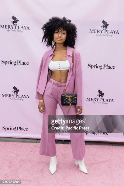 Bethany Chasteen attends Mery Playa by Sofia Resing swimsuit launch at Spring Place Rooftop.