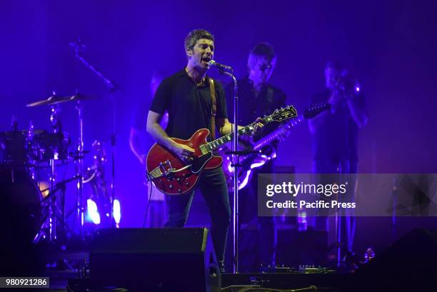 The English singer and song-writer Noel Gallagher with his alternative rock band High Flying Birds as they perform live at Arena Flegrea in Napoli...