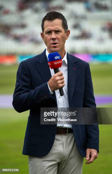 Sky Sports commentator Ricky Ponting discusses the match before the 3rd Royal London ODI match between England and Australia at Trent Bridge on June...