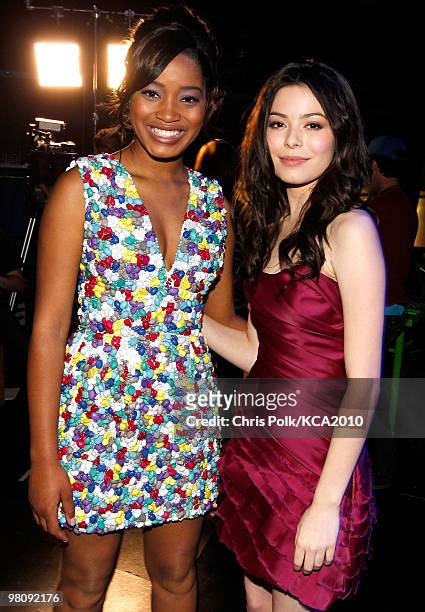 Singer/actresses Keke Palmer and Miranda Cosgrove attend Nickelodeon's 23rd Annual Kids' Choice Awards held at UCLA's Pauley Pavilion on March 27,...