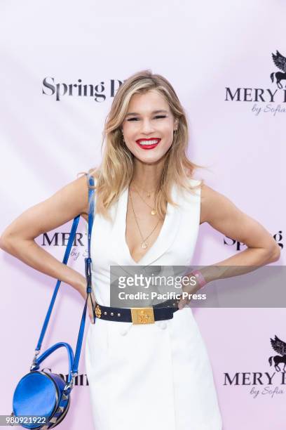 Joy Corrigan attends Mery Playa by Sofia Resing swimsuit launch at Spring Place Rooftop.
