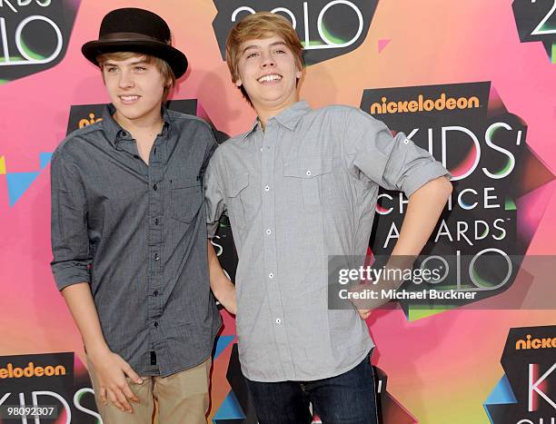 Actors Dylan Sprouse and Cole Sprouse arrive at Nickelodeon's 23rd Annual Kid's Choice Awards held at UCLA's Pauley Pavilion on March 27, 2010 in Los...