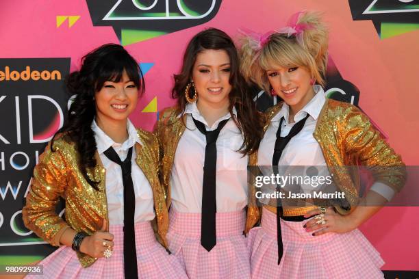 Monica Parales, Jacque Rae Pyles and Mandy Rain of School Gryls arrive at Nickelodeon's 23rd Annual Kids' Choice Awards held at UCLA's Pauley...