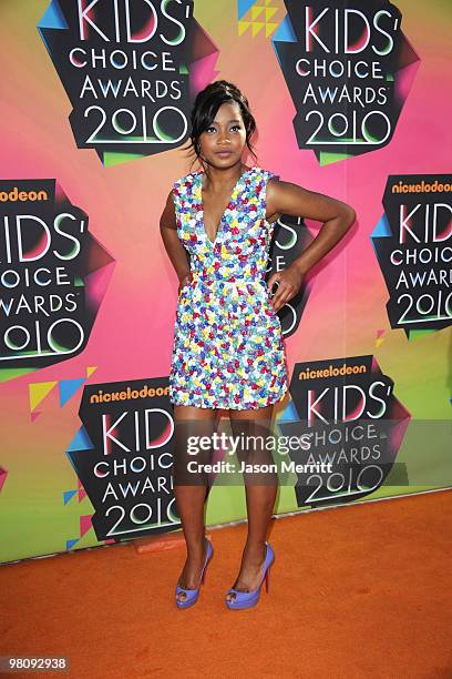 Actress Keke Palmer arrives at Nickelodeon's 23rd Annual Kids' Choice Awards held at UCLA's Pauley Pavilion on March 27, 2010 in Los Angeles,...